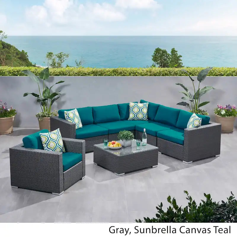 Christopher Knight Home Santa Rosa, ensemble de 7 meubles de jardin modulables en osier