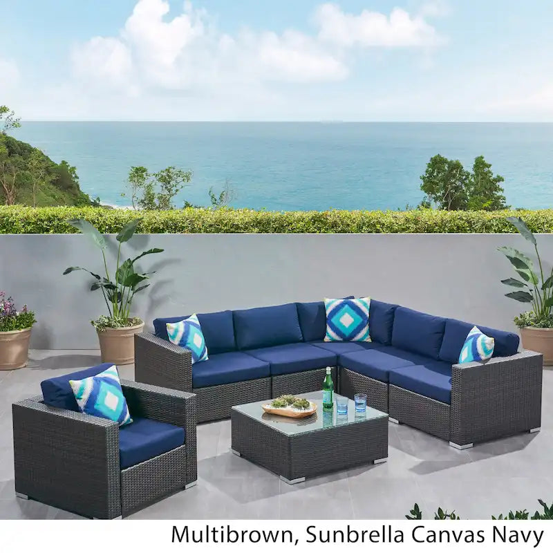 Christopher Knight Home Santa Rosa, ensemble de 7 meubles de jardin modulables en osier