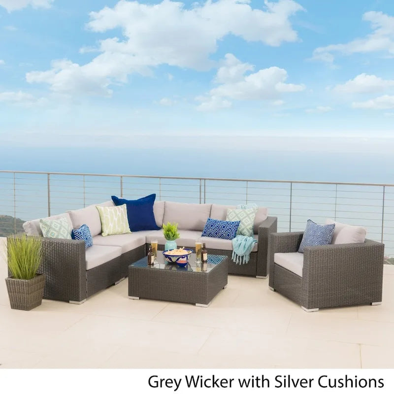 Christopher Knight Home Santa Rosa, ensemble de 7 meubles de jardin modulables en osier