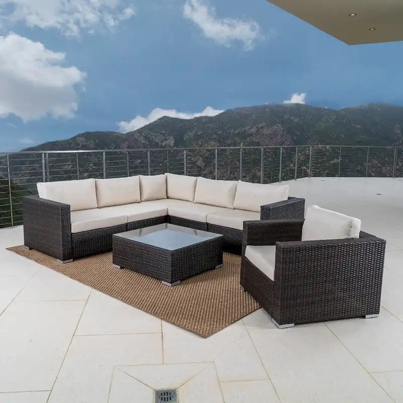 Christopher Knight Home Santa Rosa, ensemble de 7 meubles de jardin modulables en osier