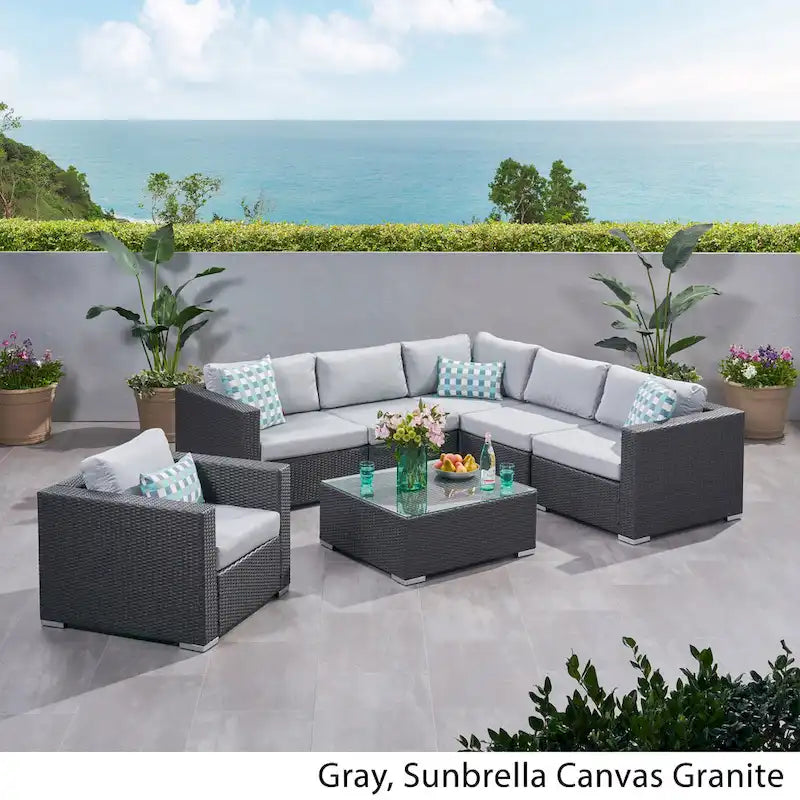 Christopher Knight Home Santa Rosa, ensemble de 7 meubles de jardin modulables en osier