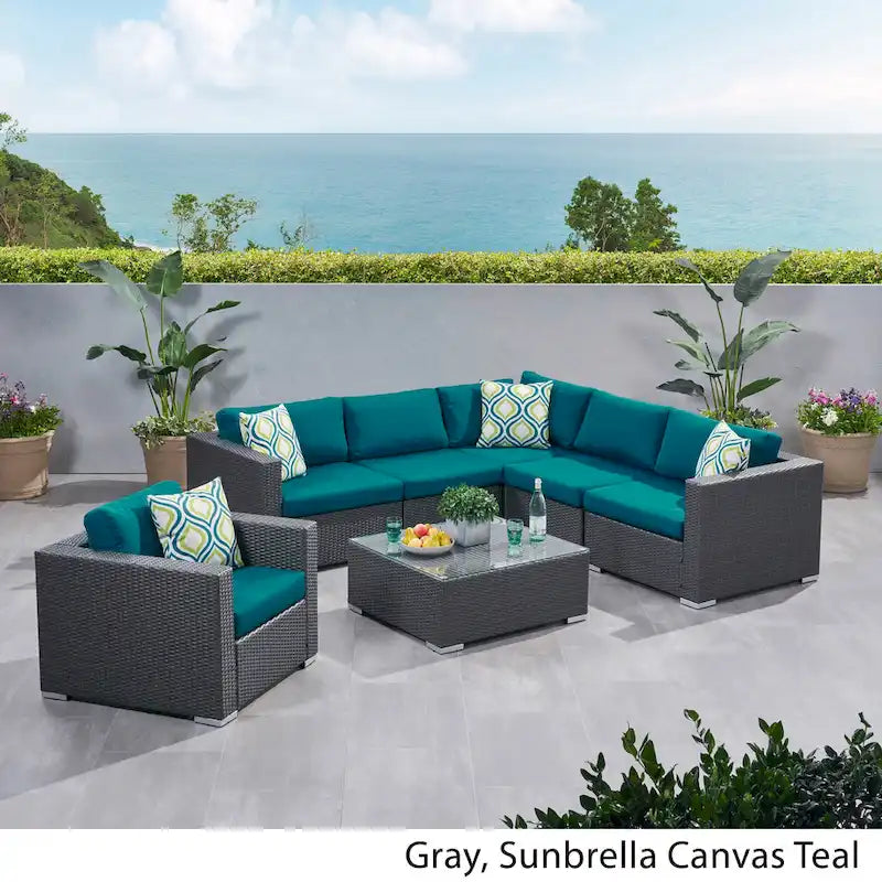 Christopher Knight Home Santa Rosa, ensemble de 7 meubles de jardin modulables en osier