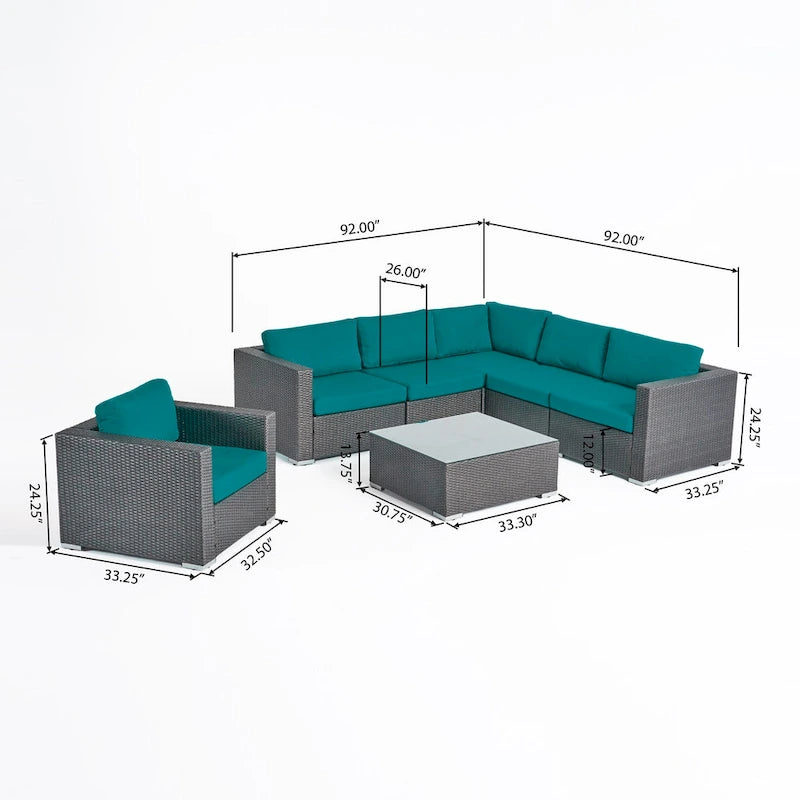 Christopher Knight Home Santa Rosa, ensemble de 7 meubles de jardin modulables en osier