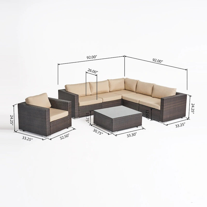 Christopher Knight Home Santa Rosa, ensemble de 7 meubles de jardin modulables en osier