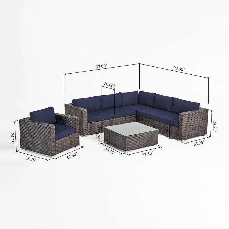 Christopher Knight Home Santa Rosa, ensemble de 7 meubles de jardin modulables en osier
