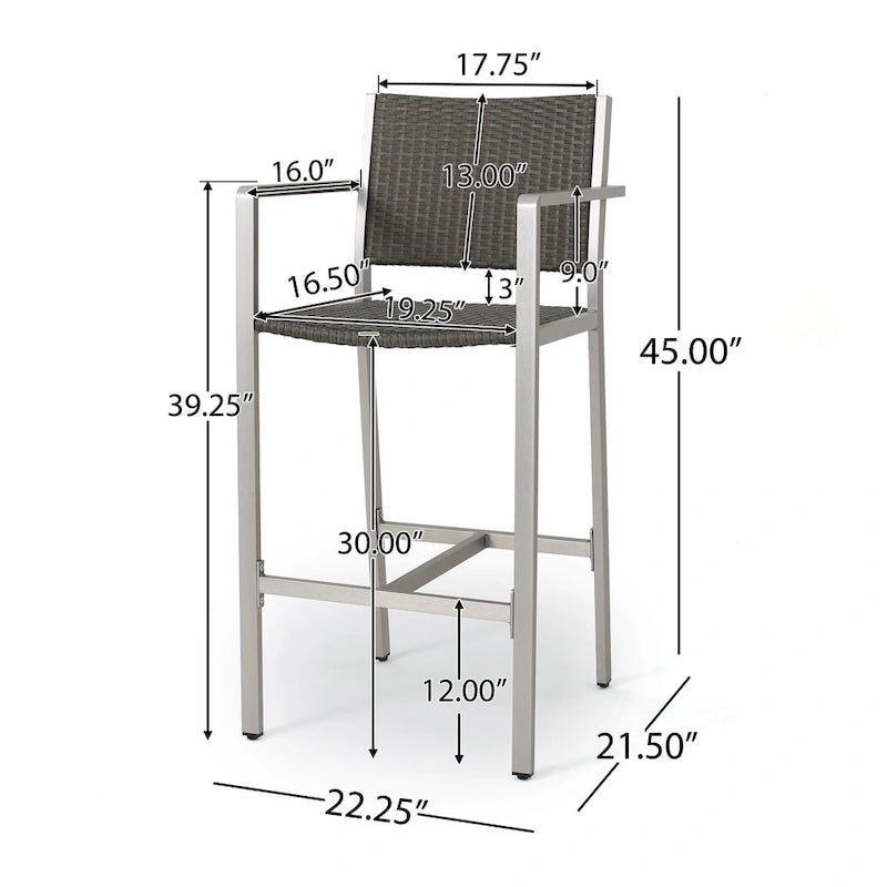 Ensemble de bar carré d'extérieur 5 pièces en aluminium Cape Coral par Christopher Knight Home