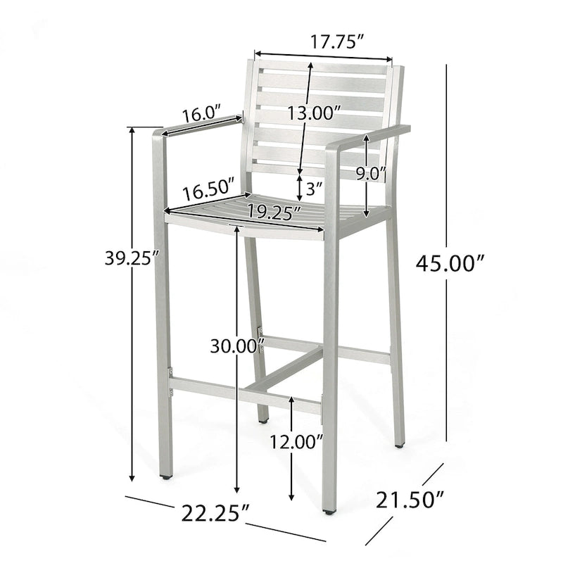 Ensemble de bar carré d'extérieur 5 pièces en aluminium Cape Coral par Christopher Knight Home