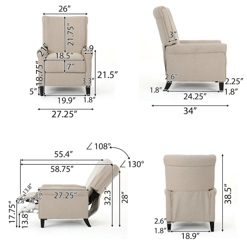 Fauteuil inclinable en tissu traditionnel