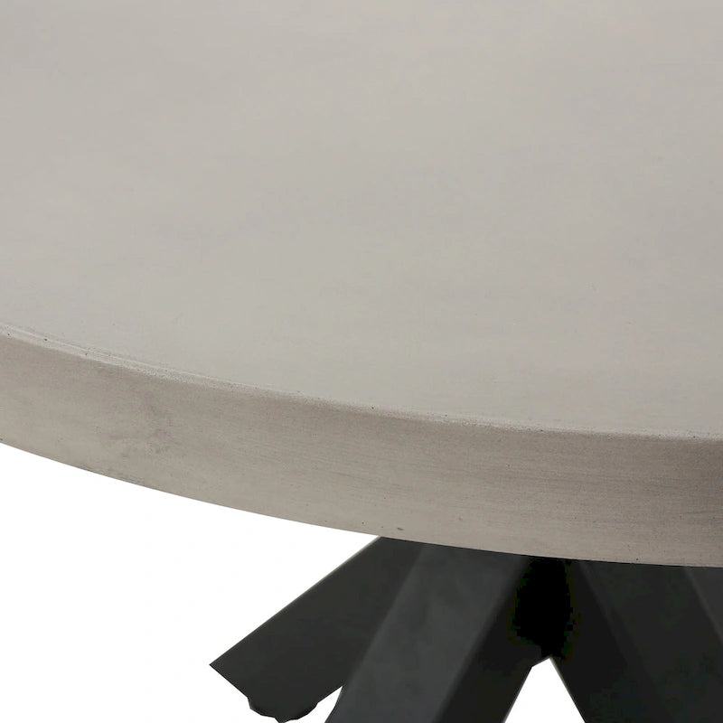 Ensemble de salle à manger rond 5 pièces d'extérieur en osier et béton léger Nyla avec coussins par Christopher Knight Home
