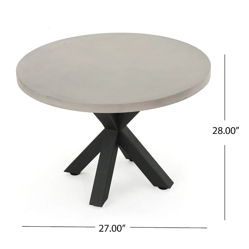Ensemble de salle à manger rond 5 pièces d'extérieur en osier et béton léger Nyla avec coussins par Christopher Knight Home