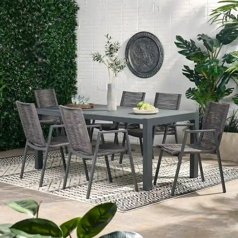 Lazuli Aluminum Outdoor 7-piece Dining Set by Christopher Knight Home