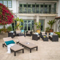 Salon de jardin 10 pièces en osier Puerta avec coussins par Christopher Knight Home