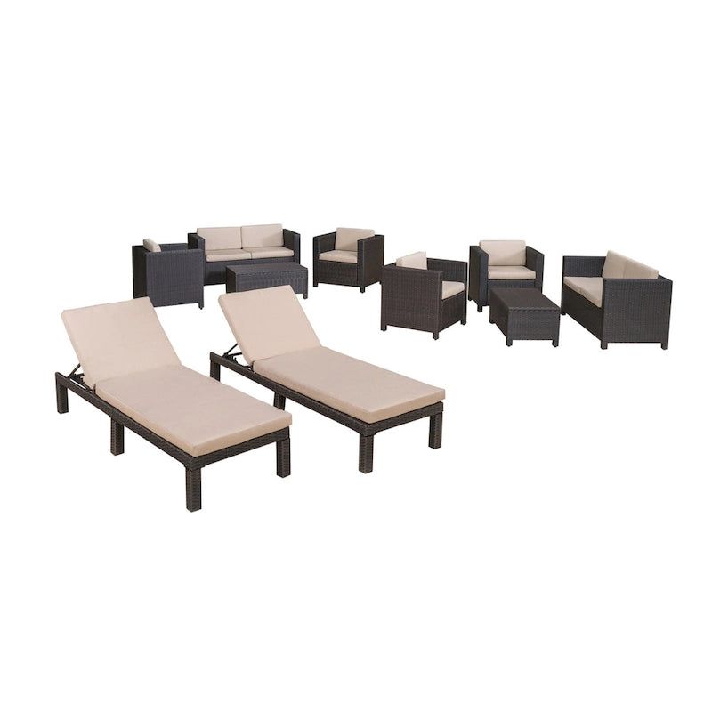 Salon de jardin 10 pièces en osier Puerta avec coussins par Christopher Knight Home