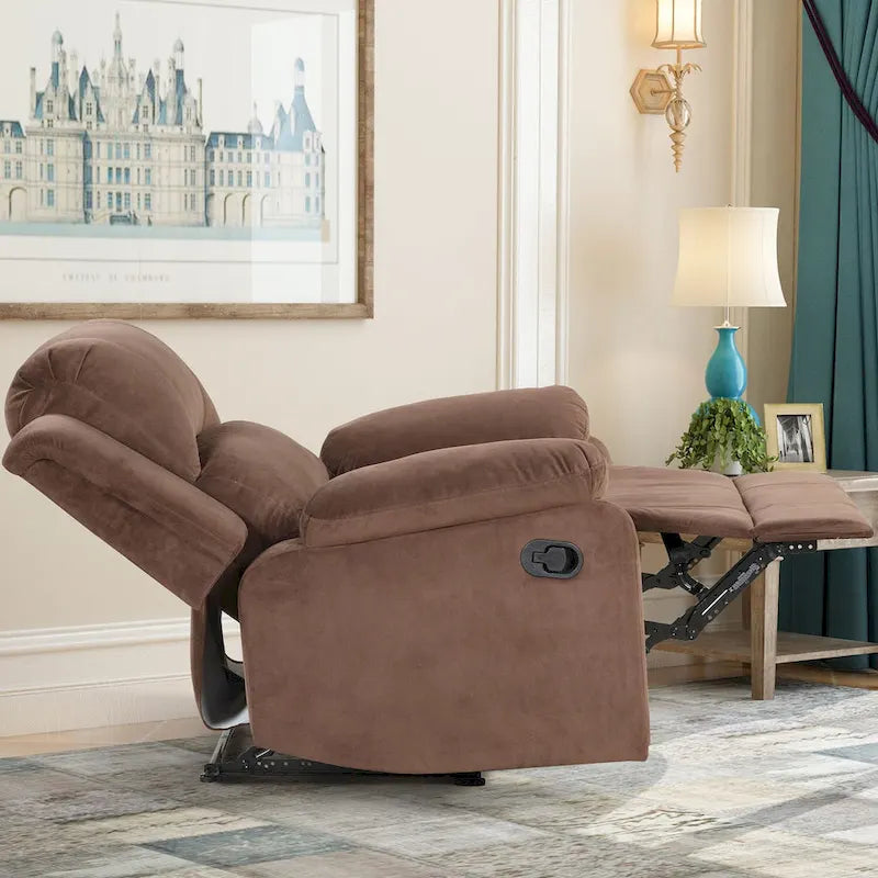 Fauteuil inclinable manuel rembourré doux en tissu respirant et agréable pour la peau