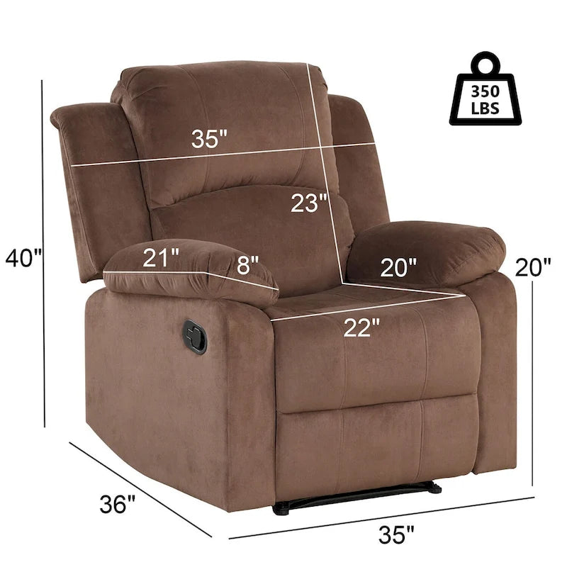 Fauteuil inclinable manuel rembourré doux en tissu respirant et agréable pour la peau
