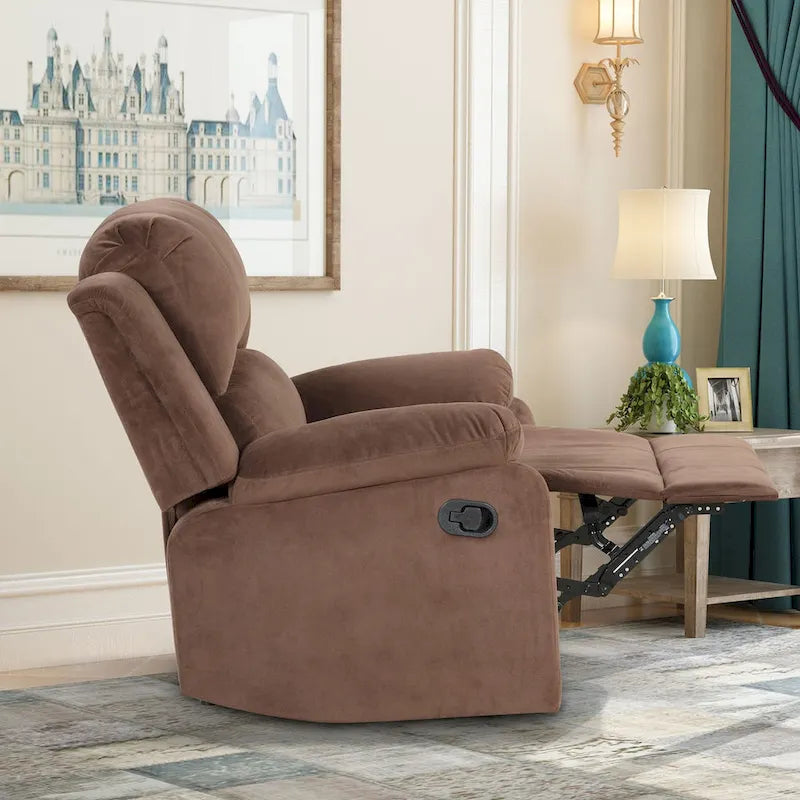 Fauteuil inclinable manuel rembourré doux en tissu respirant et agréable pour la peau
