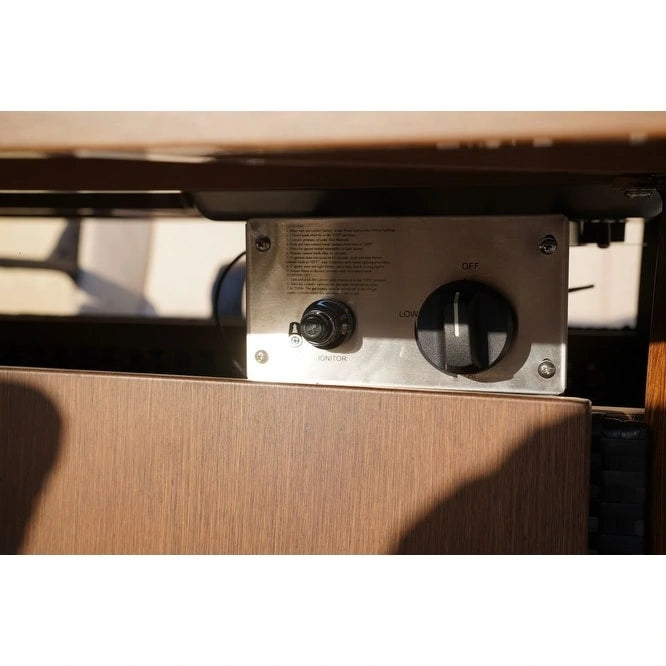 Ensemble de conversation de 7 pièces pour patio en aluminium avec foyer au gaz et seau à glace, table à manger rectangulaire
