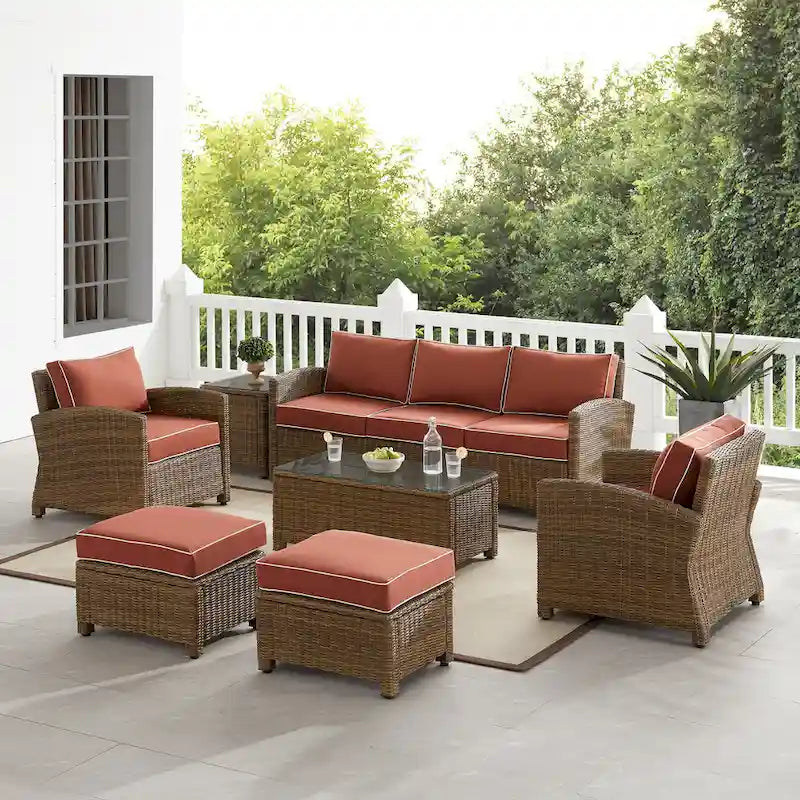 Crosley Bradenton 7Pc Outdoor Wicker Sofa Set - 151 W x 163 D x 32.5 H
