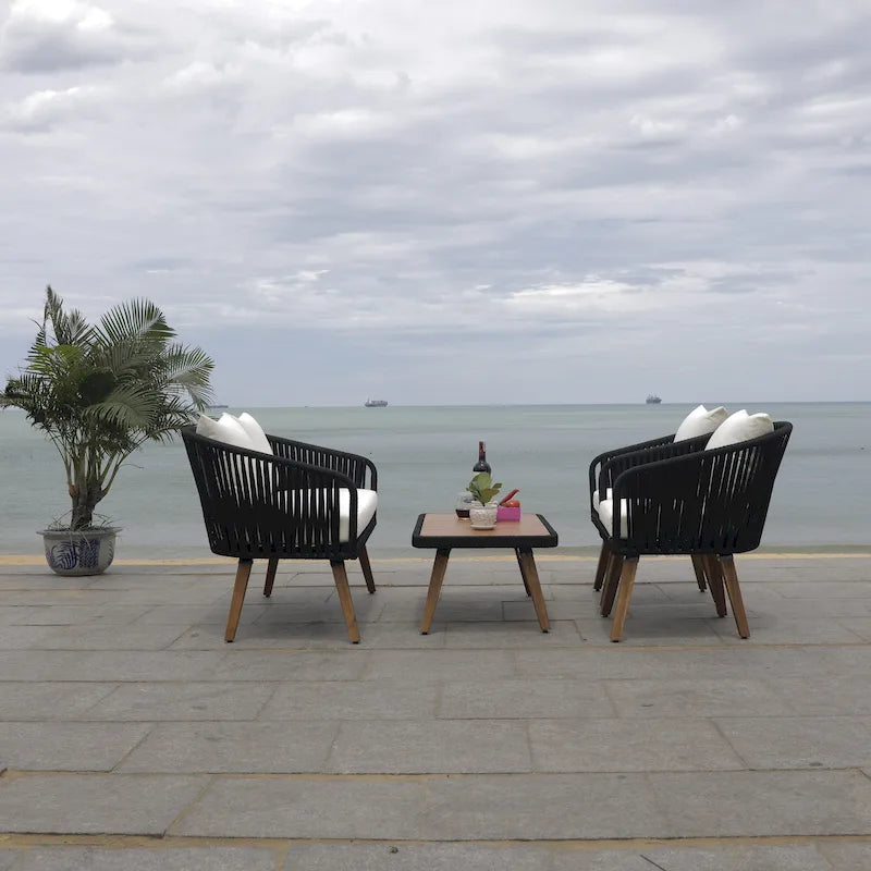 SAFAVIEH Amelie Ensemble de conversation de patio de 4 pièces pour l'extérieur - 55L x 31P x 28H