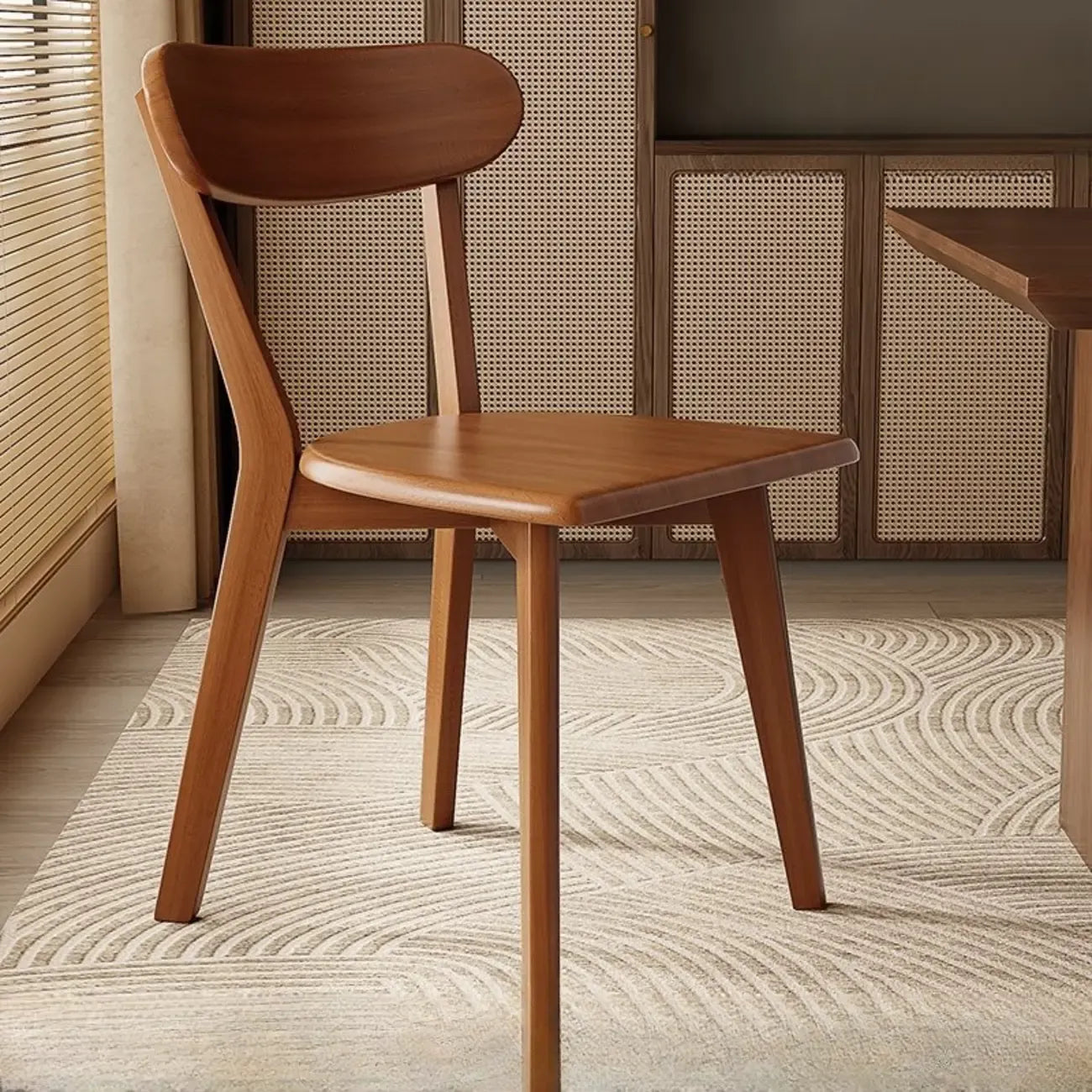 Chaise de salle à manger moderne sans accoudoirs, en bois, à dossier bas et ouvert