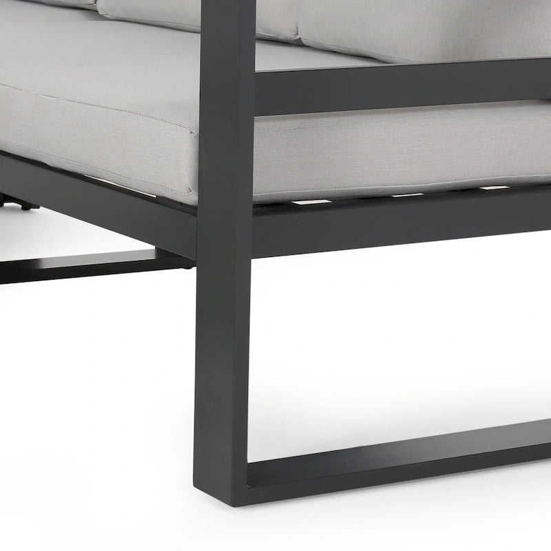 Canapé d'angle d'extérieur en aluminium Dursley avec table basse par Christopher Knight Home