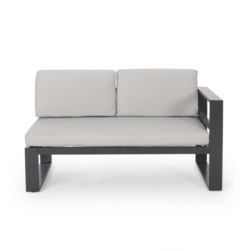 Canapé d'angle d'extérieur en aluminium Dursley avec table basse par Christopher Knight Home