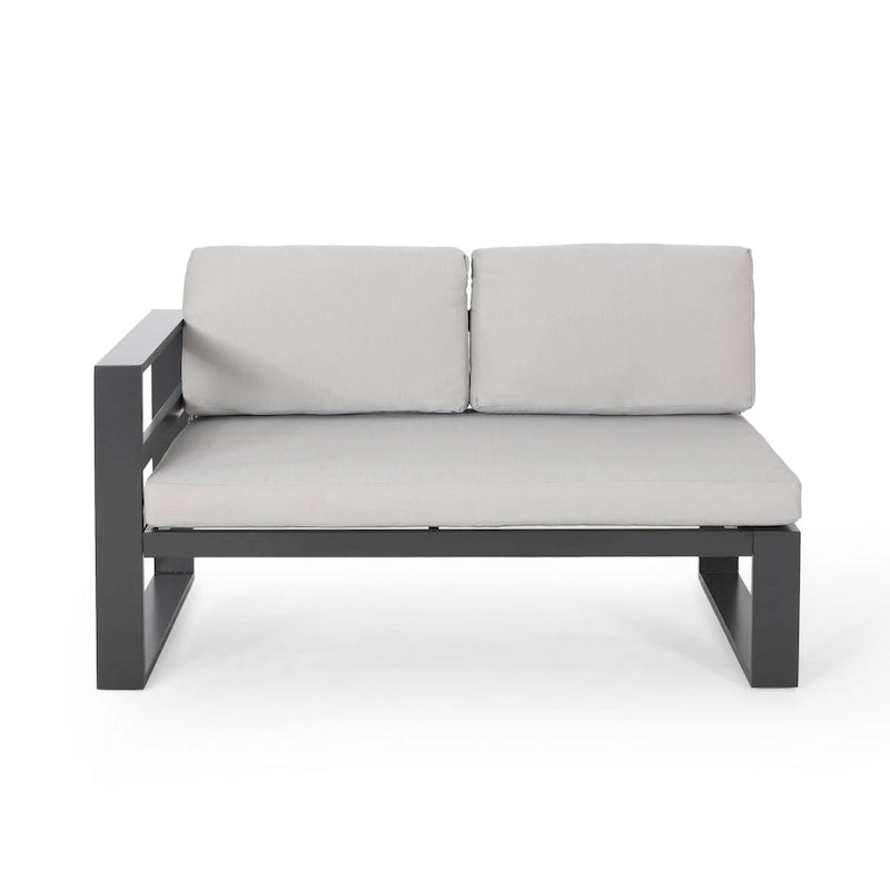 Canapé d'angle d'extérieur en aluminium Dursley avec table basse par Christopher Knight Home