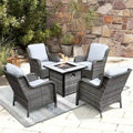 Ensemble de 5 chaises de patio en osier OVIOS avec table brasero de 30 po