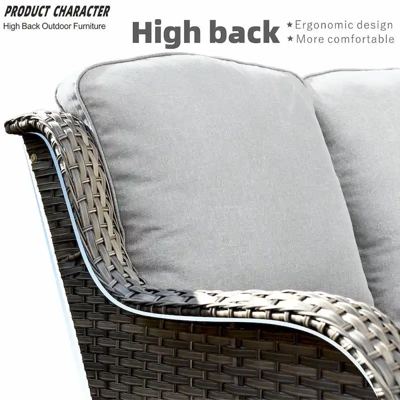 Ensemble de 5 chaises de patio en osier OVIOS avec table brasero de 30 po