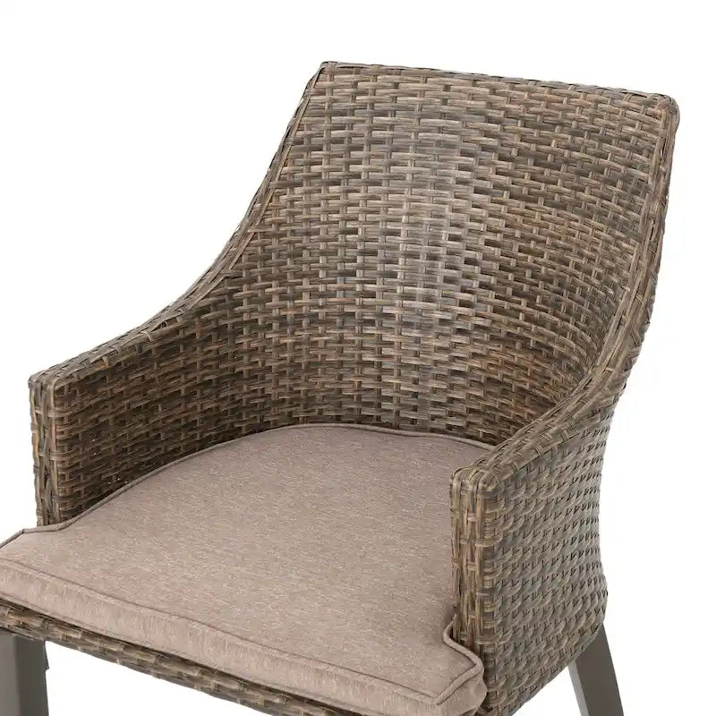 Ensemble de salle à manger rond 5 pièces en osier et bois avec coussins Ryan Outdoor de Christopher Knight Home
