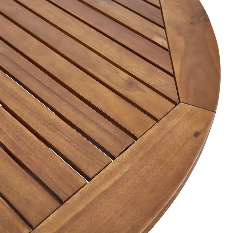 Ensemble de salle à manger rond 5 pièces en osier et bois avec coussins Ryan Outdoor de Christopher Knight Home