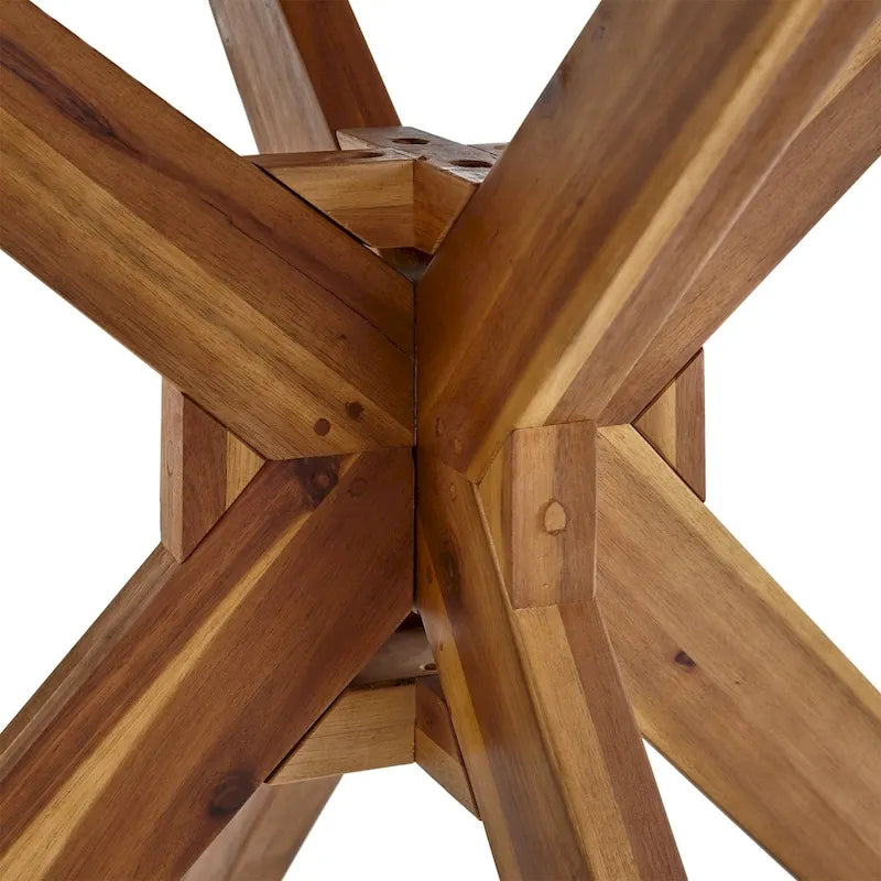 Ensemble de salle à manger rond 5 pièces en osier et bois avec coussins Ryan Outdoor de Christopher Knight Home
