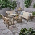 Ensemble de conversation en acacia 5 pièces Carolina Outdoor de Christopher Knight Home