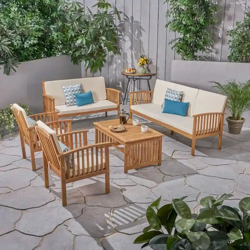 Ensemble de conversation en acacia 5 pièces Carolina Outdoor de Christopher Knight Home