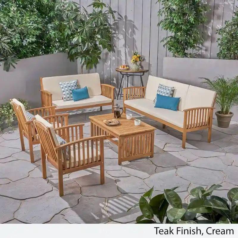 Ensemble de conversation en acacia 5 pièces Carolina Outdoor de Christopher Knight Home