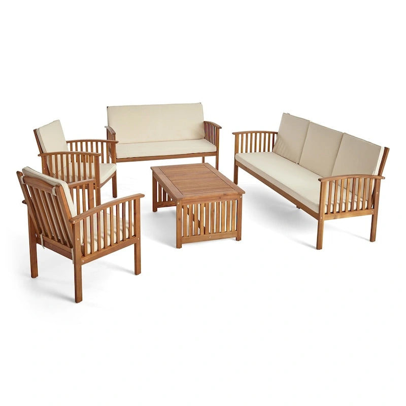 Ensemble de conversation en acacia 5 pièces Carolina Outdoor de Christopher Knight Home