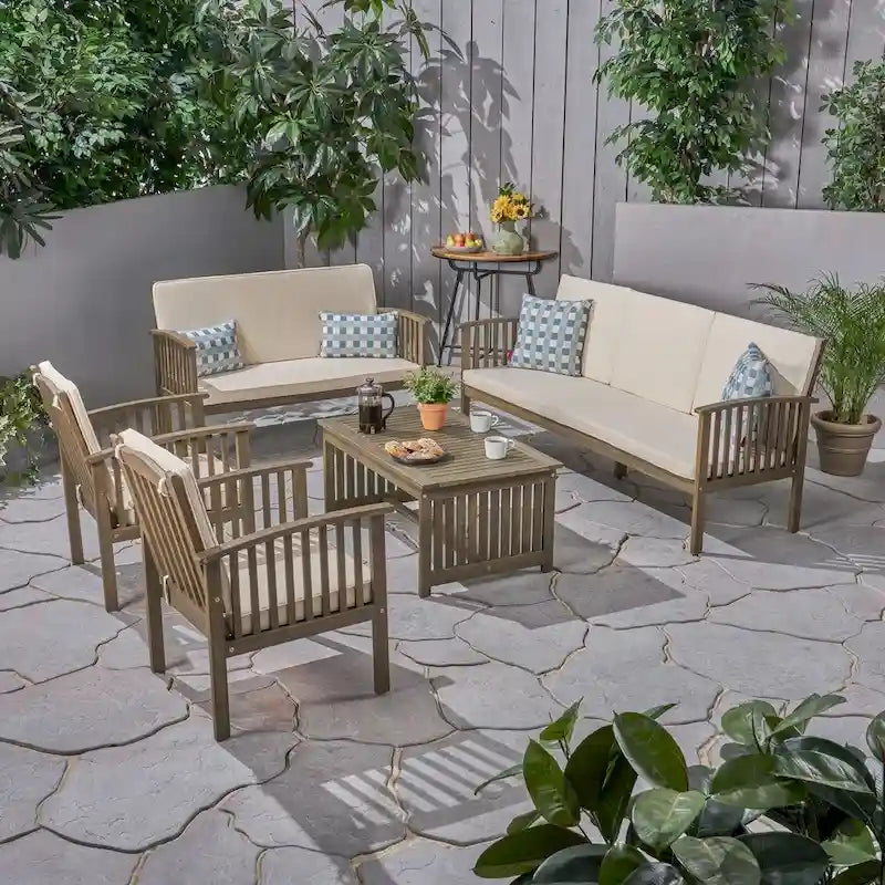 Ensemble de conversation en acacia 5 pièces Carolina Outdoor de Christopher Knight Home