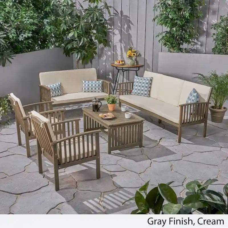 Ensemble de conversation en acacia 5 pièces Carolina Outdoor de Christopher Knight Home