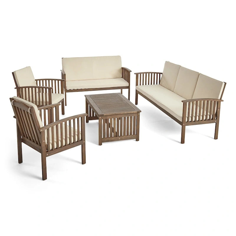 Ensemble de conversation en acacia 5 pièces Carolina Outdoor de Christopher Knight Home
