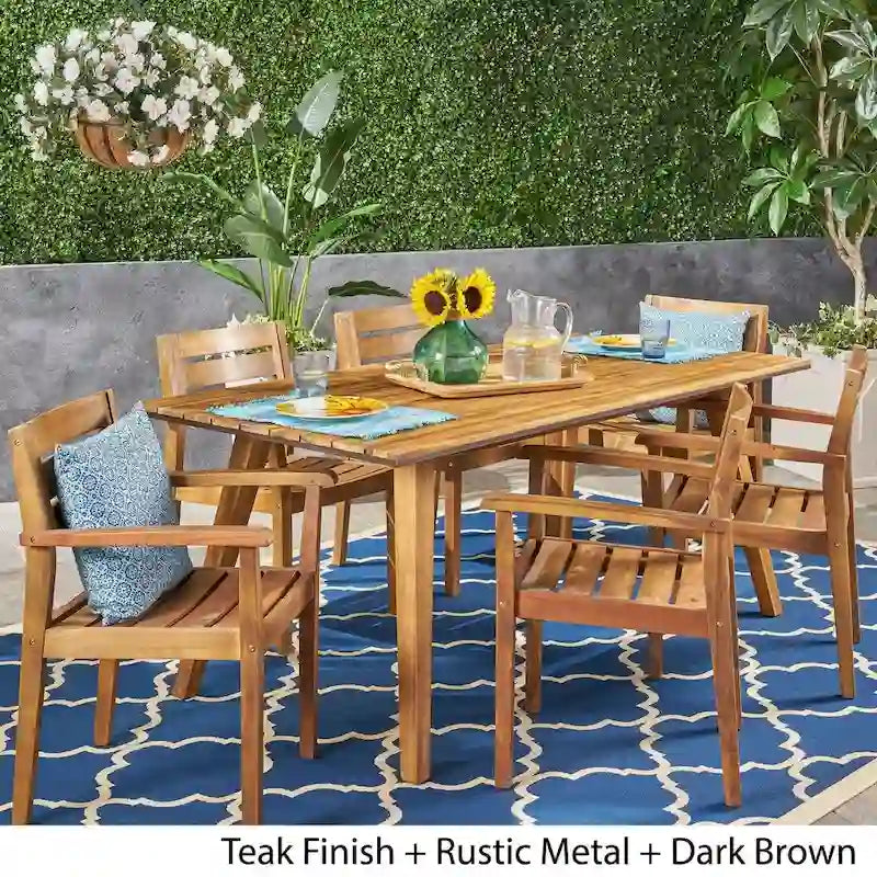 Ensemble de salle à manger 7 pièces en bois d'acacia Graham Outdoor par Christopher Knight Home