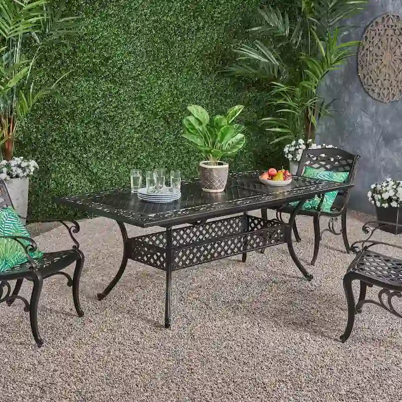 Table de salle à manger extensible en fonte d'aluminium Phoenix Outdoor 64 - 81 par Christopher Knight Home