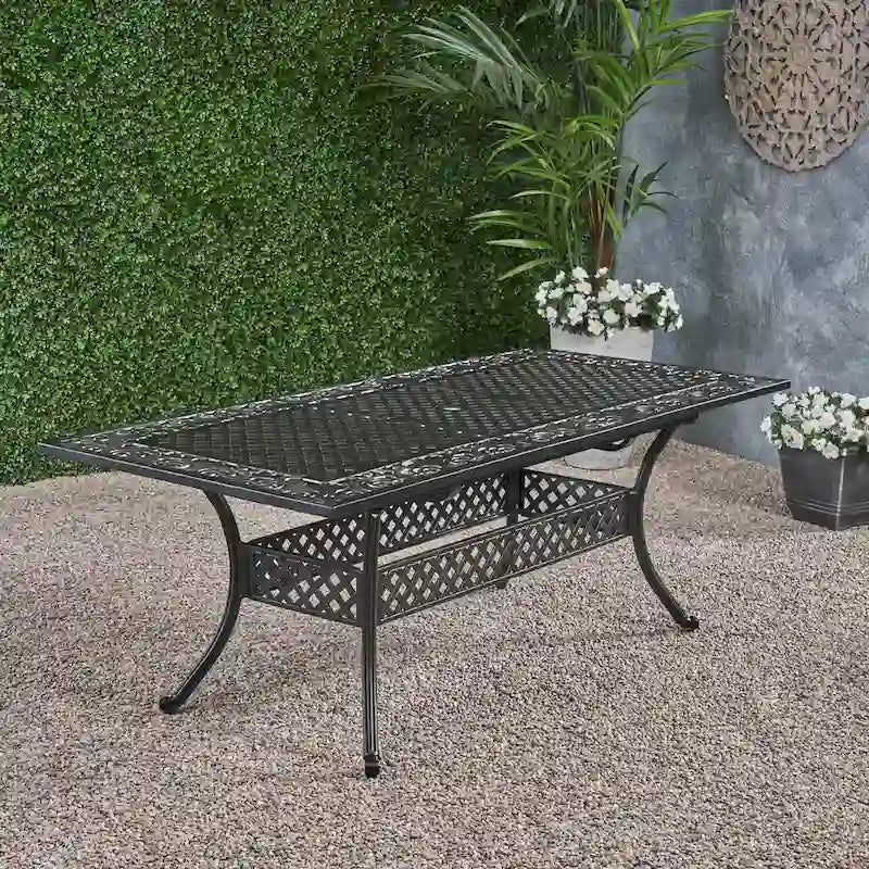 Table de salle à manger extensible en fonte d'aluminium Phoenix Outdoor 64 - 81 par Christopher Knight Home