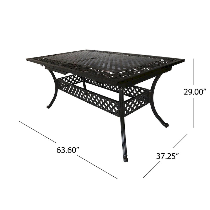 Table de salle à manger extensible en fonte d'aluminium Phoenix Outdoor 64 - 81 par Christopher Knight Home