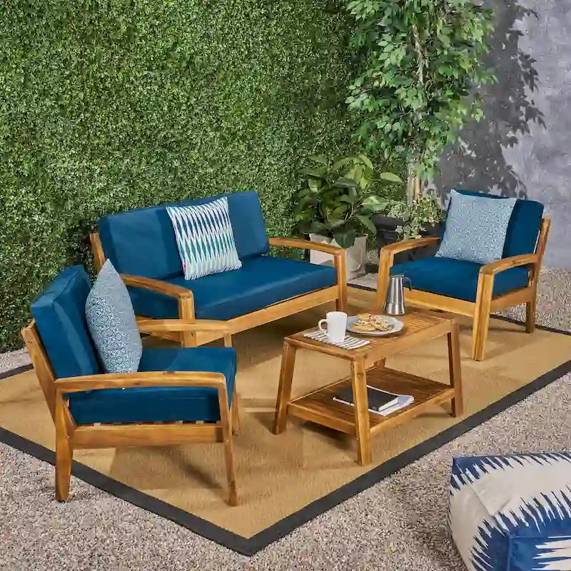 Ensemble de conversation d'extérieur 4 pièces en bois Grenada par Christopher Knight Home