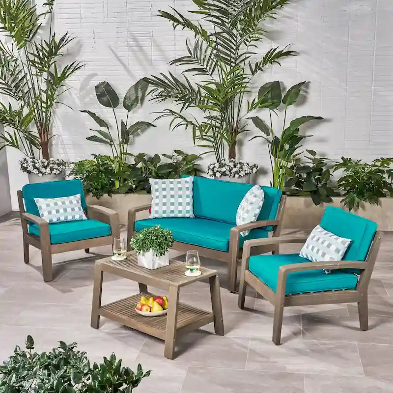 Ensemble de conversation d'extérieur 4 pièces en bois Grenada par Christopher Knight Home