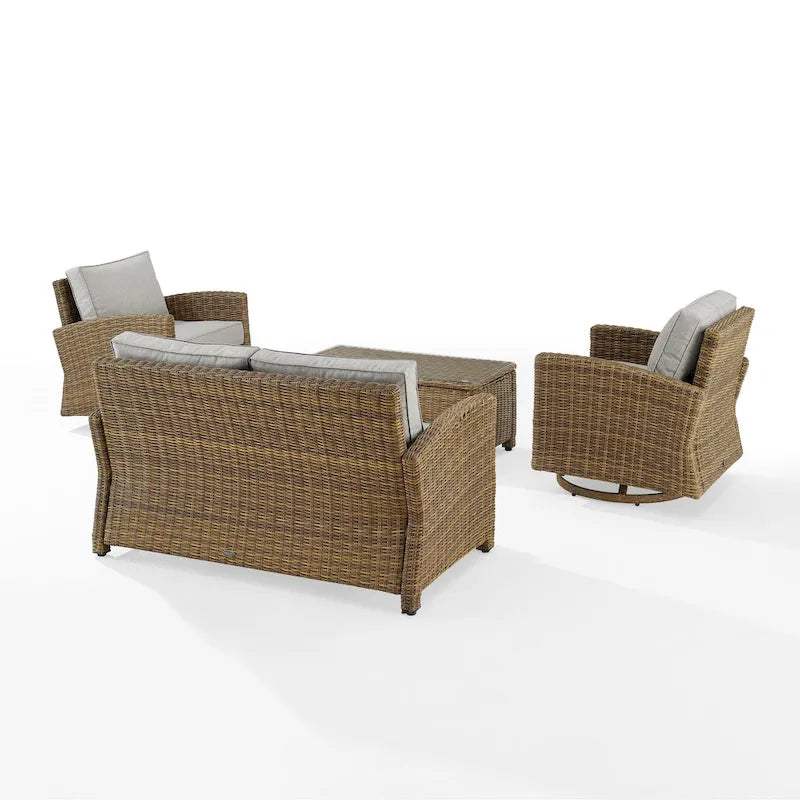 Crosley Bradenton Ensemble de conversation 4 pièces avec fauteuils pivotants à bascule