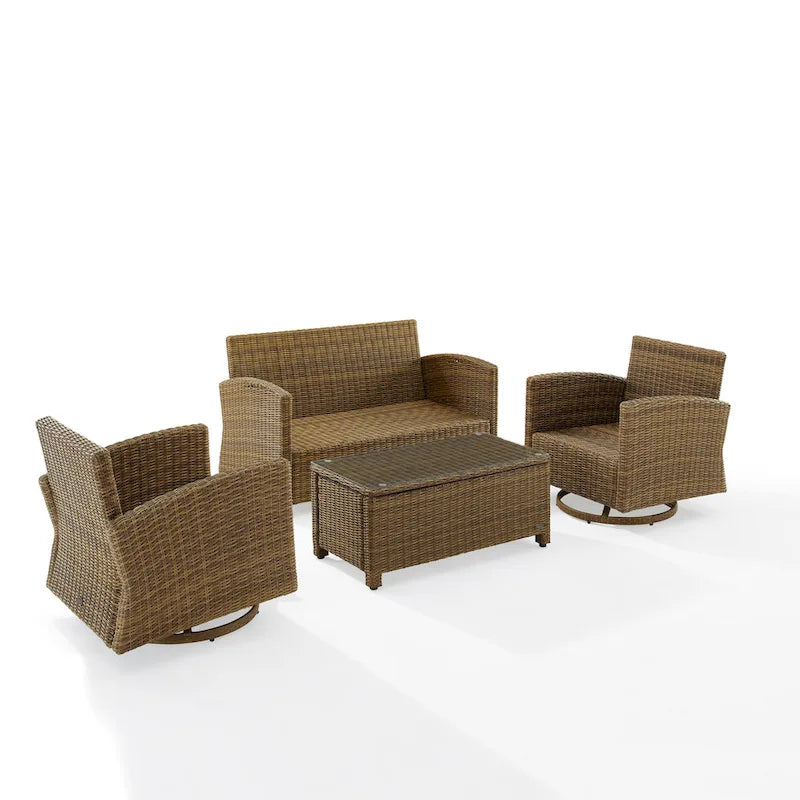 Crosley Bradenton Ensemble de conversation 4 pièces avec fauteuils pivotants à bascule