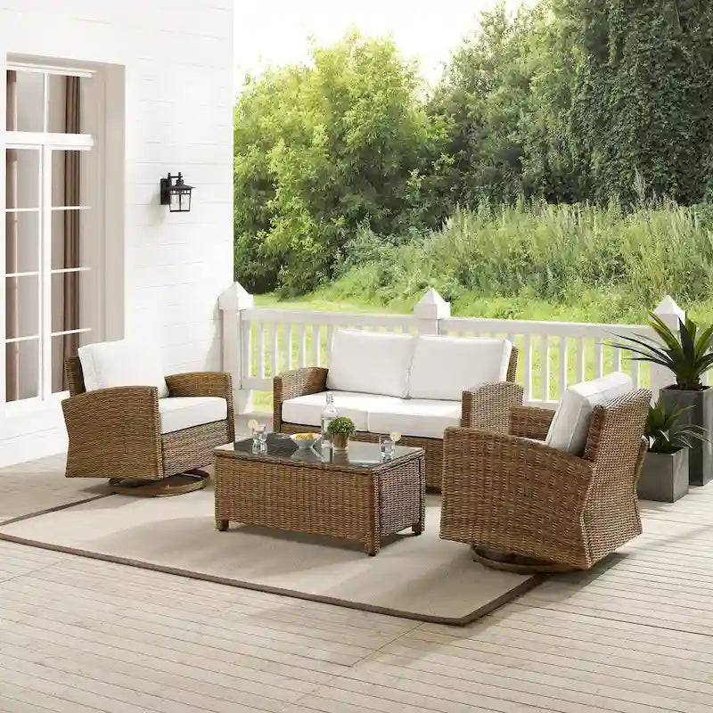 Crosley Bradenton Ensemble de conversation 4 pièces avec fauteuils pivotants à bascule