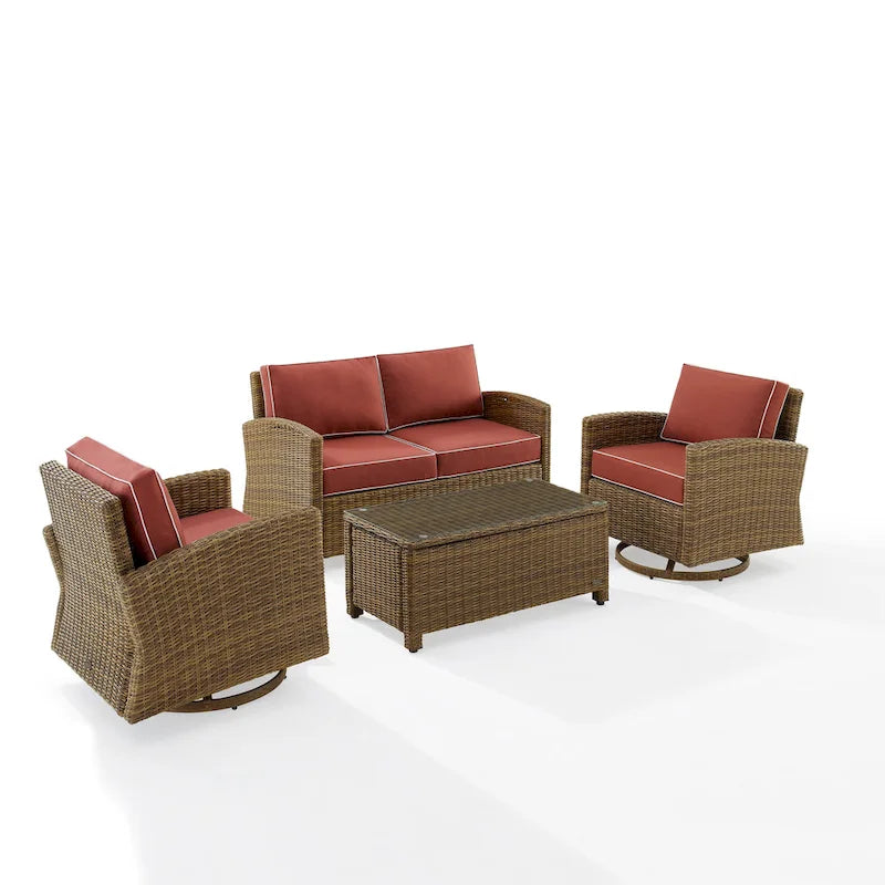 Crosley Bradenton Ensemble de conversation 4 pièces avec fauteuils pivotants à bascule