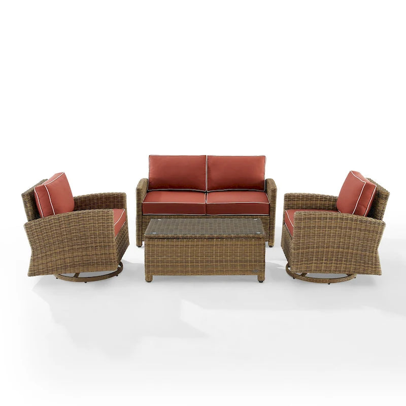 Crosley Bradenton Ensemble de conversation 4 pièces avec fauteuils pivotants à bascule